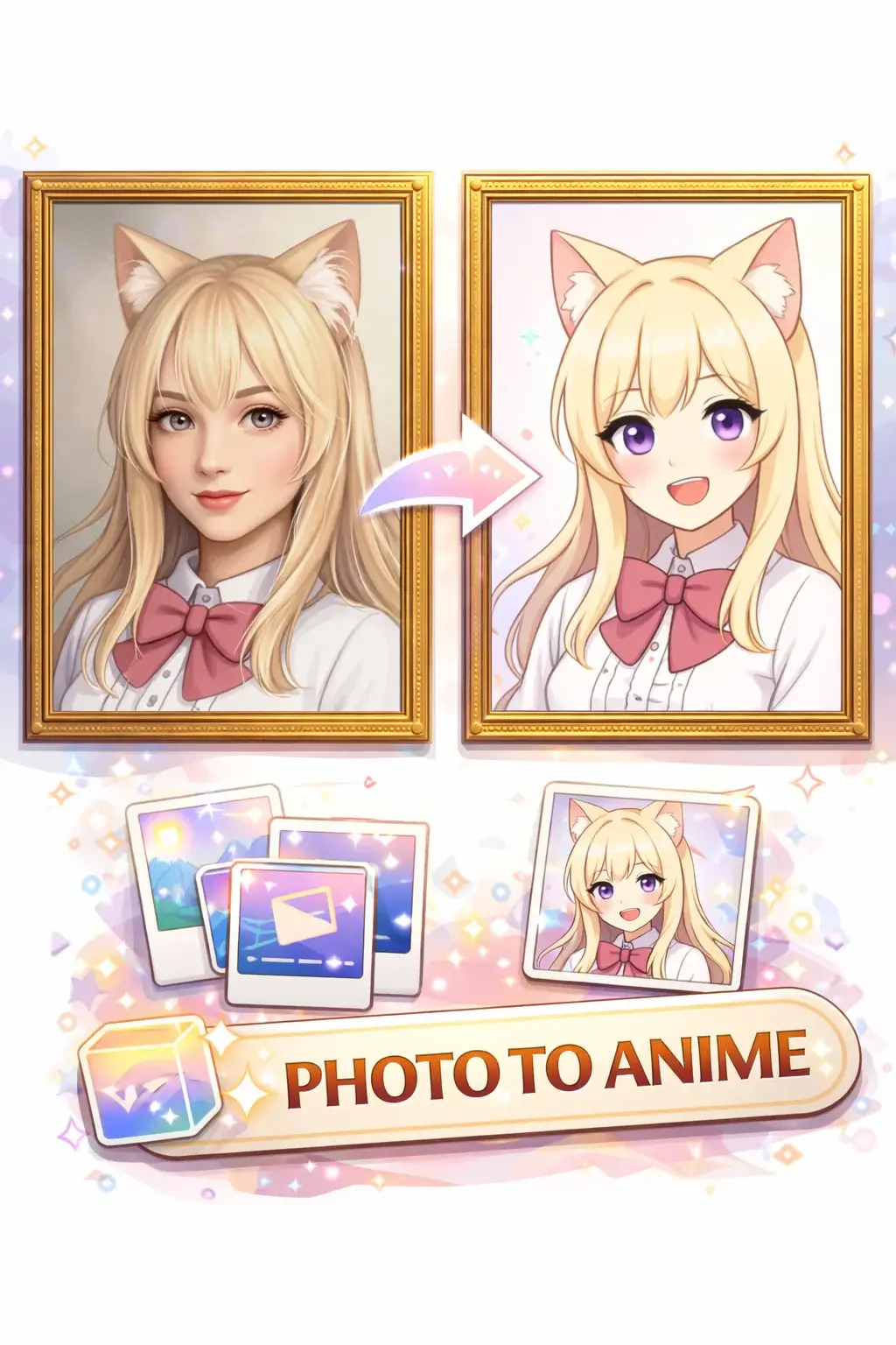 写真を温かなアニメアートに変換したプレビュー