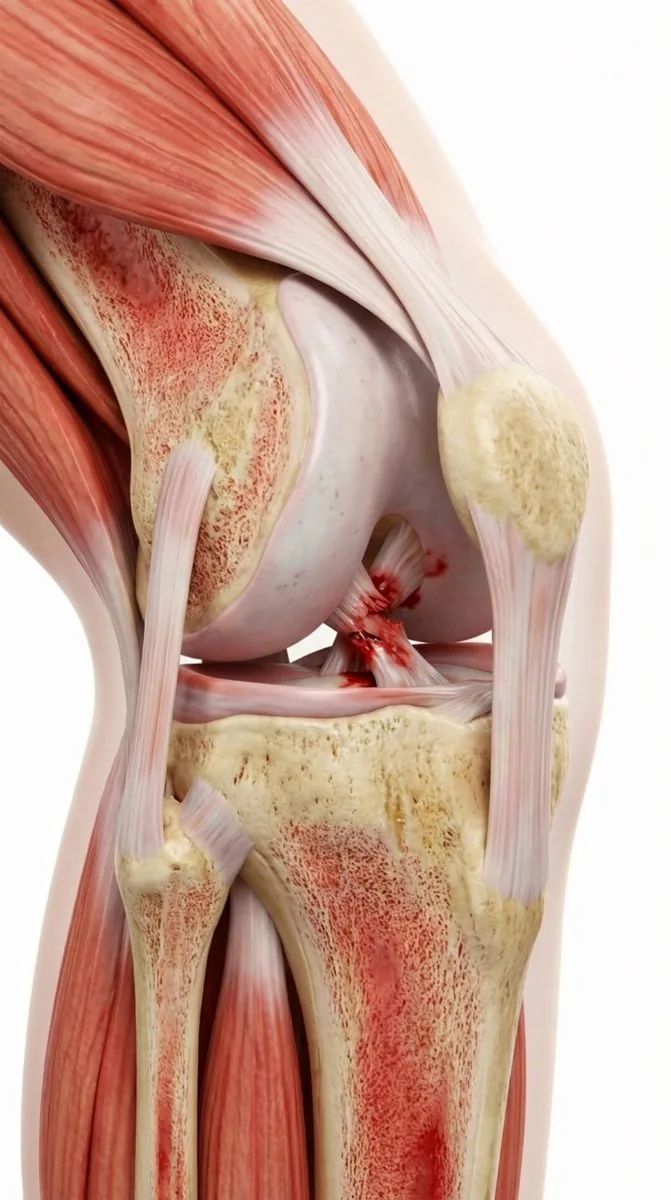 Detailed 3D Human Knee Anatomy: ACL Ligament Tear