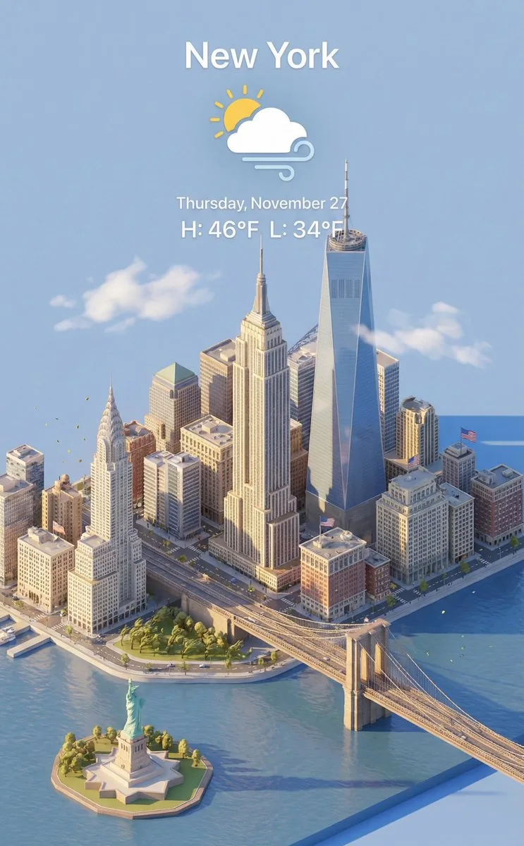 New York City 3D Render | Isometric NYC Skyline & Weather