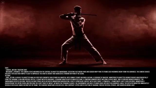 Silhouetted Swordsman Combat Prompt