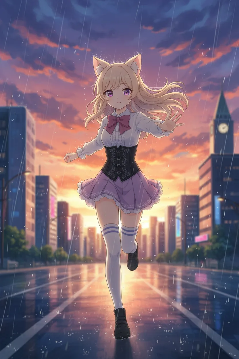 Creamy runing in the rain