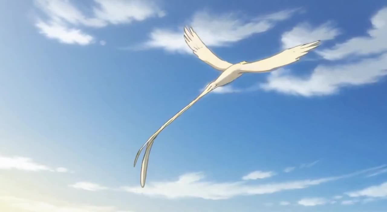 Show the blue sky, a white bird flew through the camera. The camera view goes down to a battle that it's happening on the ground. A red-hair boy invokes a fire spirit called Salamander. His fist is covered by flames. He jumps in the direction of a zombie and punches him. the zombie burns.